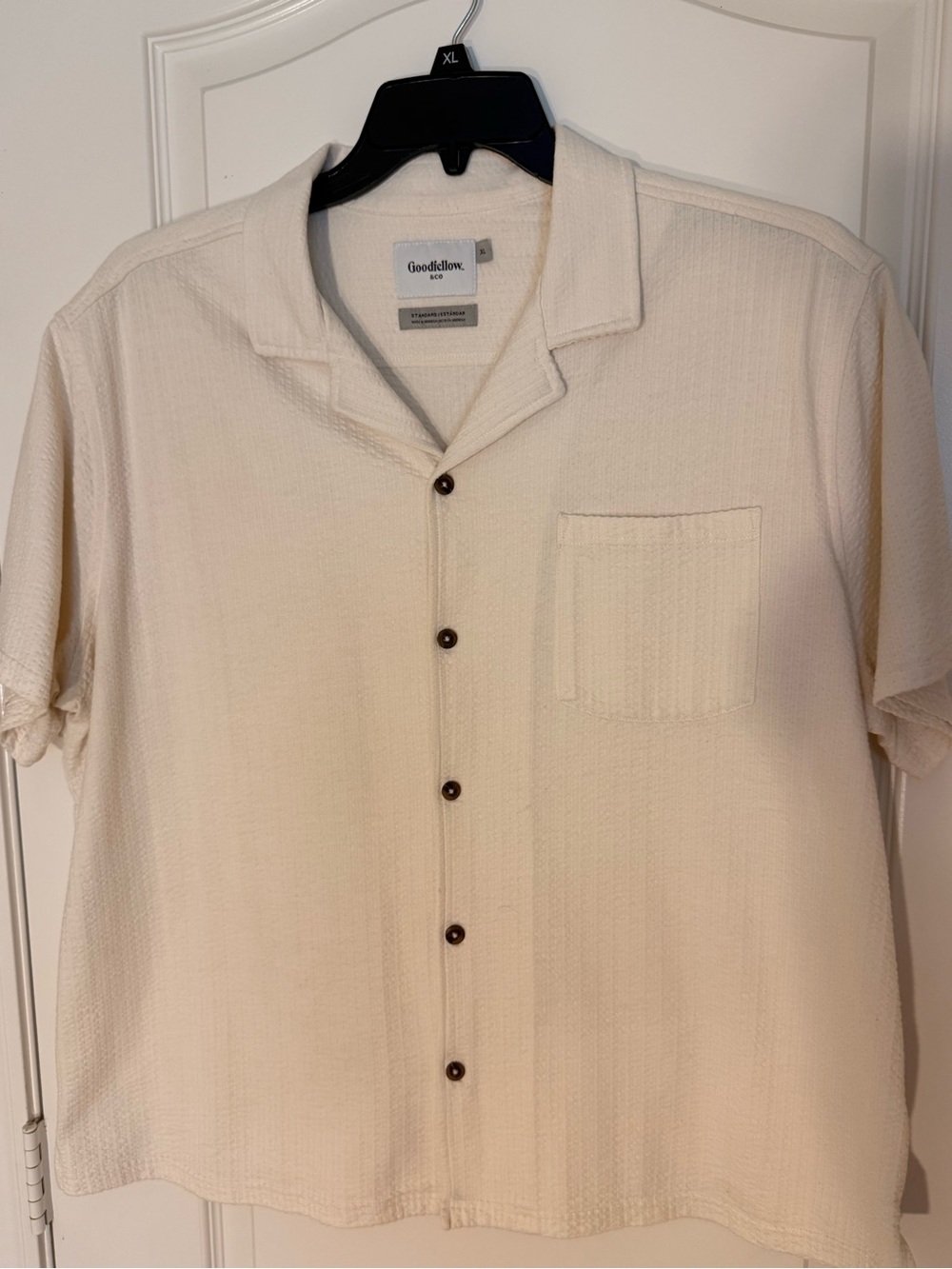 Goodfellow & Co Cream Short-Sleeve Button-Down Camp Shirt